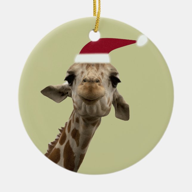Holiday Giraffe Keramik Ornament (Vorne)