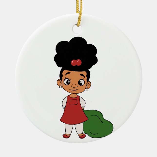 Holiday Girl Puff Keramik Ornament (Vorne)