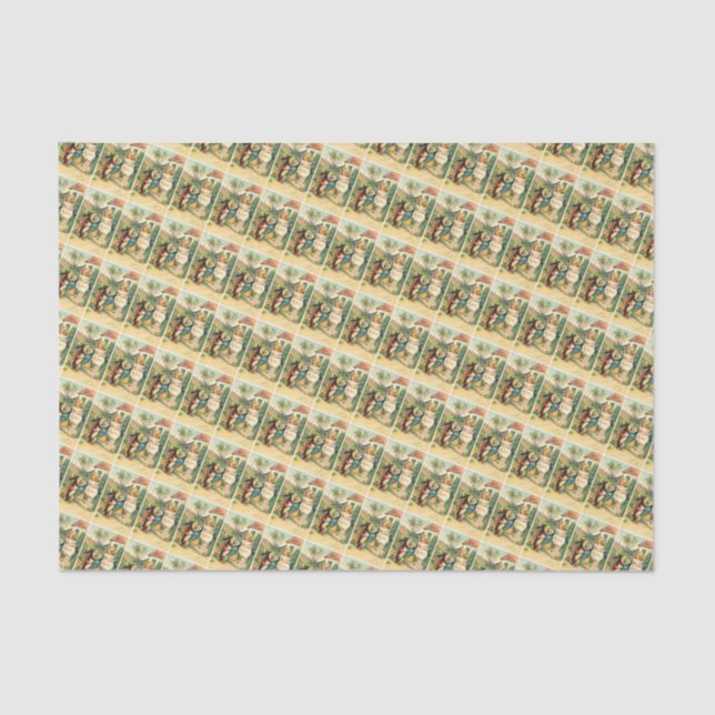 Holiday Girl & Vintag Ostersonniges Tissue Seidenpapier (Vorderseite)