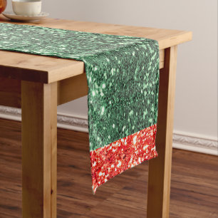 Holiday Glitzer Red Green Bling Funkelnd Chic Kurzer Tischläufer