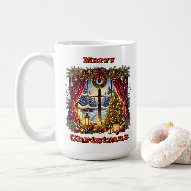 Holiday Glow durch Fenster Kaffeetasse (Mit Donut)