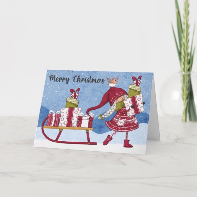 Holiday Gnome mit Geschenkgutschein Karte (Vorderseite)