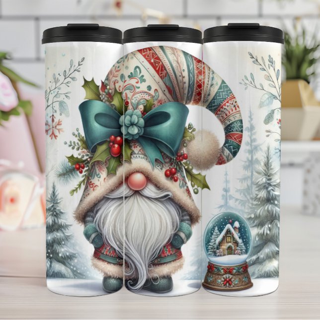 Holiday Gnome mit Ribbon Hat Thermosbecher (Von Creator hochgeladen)