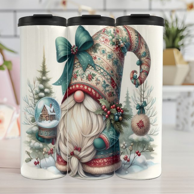 Holiday Gnome mit Weihnachtshut Thermosbecher (Von Creator hochgeladen)