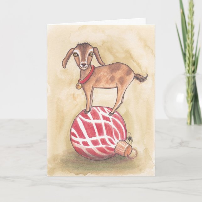 Holiday Goat op a Ornament Karte (Vorderseite)