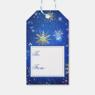 Holiday Gold Blue Snowflakes Weihnachten Weihnacht Geschenkanhänger