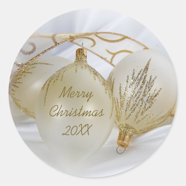 Holiday Gold Ornaments Runder Aufkleber (Vorderseite)
