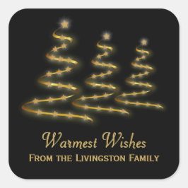 Holiday Gold Ribbon stilisierte Weihnachtsbaumen S Quadratischer Aufkleber