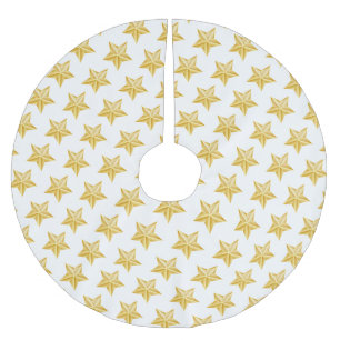 Holiday Gold Stars Tree Skirt Polyester Weihnachtsbaumdecke