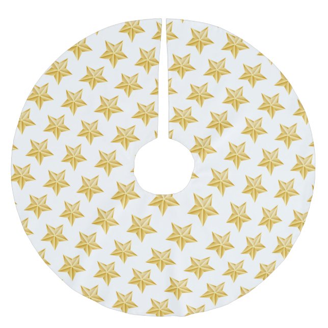 Holiday Gold Stars Tree Skirt Polyester Weihnachtsbaumdecke (Vorderseite)