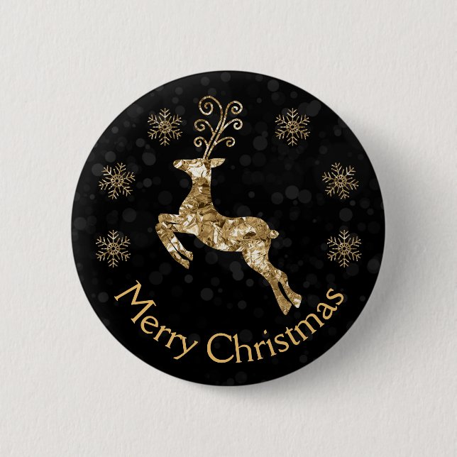 Holiday Gold zerbröckelt Foil Weihnachtsmann Button (Vorderseite)