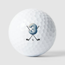 Holiday Golf Balls Alpha-Nummer Letter 3 Golfball