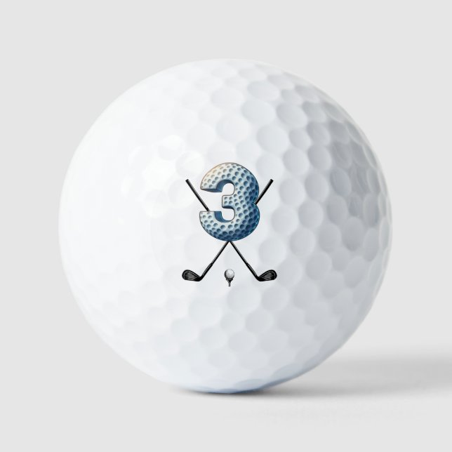 Holiday Golf Balls Alpha-Nummer Letter 3 Golfball (Vorderseite)