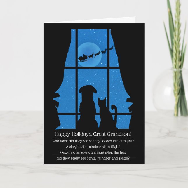 Holiday Great Grandson Niedlich Weihnachten Hund u Karte (Vorderseite)