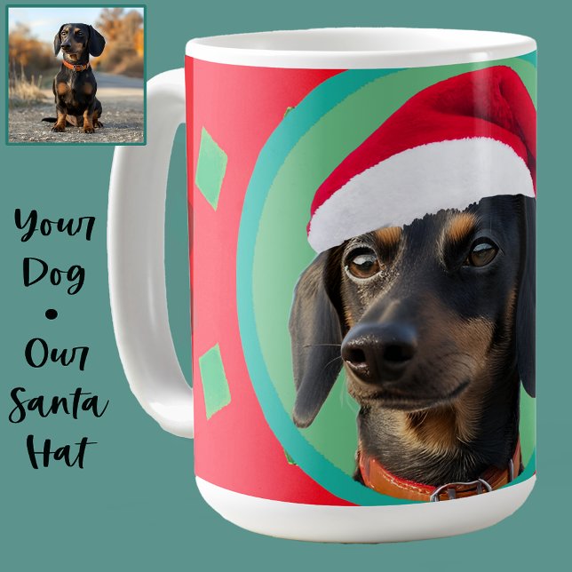 Holiday Green Red Your Dog or our Dachshund Photo  Kaffeetasse (Von Creator hochgeladen)
