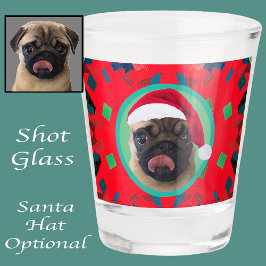 Holiday Green Red Your Dog or our Dachshund Photo  Schnapsglas