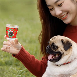 Holiday Green Red Your Dog Photo-Add Our Santa Hat Schnapsglas