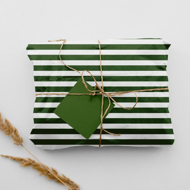 Holiday Green White Striping Color #325513 Seidenpapier (Holiday Green White Striped Color #325513 Tissue)