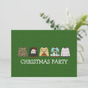 Holiday Green Wool Ugly Christmas Sweater Party Einladung