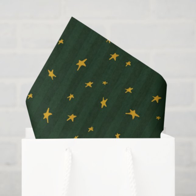 Holiday Green Yellow Star Stripe Christmas Seidenpapier (Geschenktüte)