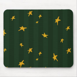 Holiday Green Yellow Stripe Star Christmas  Mousepad
