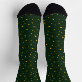 Holiday Green Yellow Stripe Star Christmas  Socken