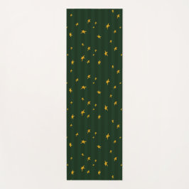 Holiday Green Yellow Stripe Star Christmas  Yogamatte