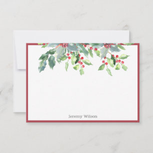 Holiday Greenery Holly Pflanze Rot Personalisiert  Karte
