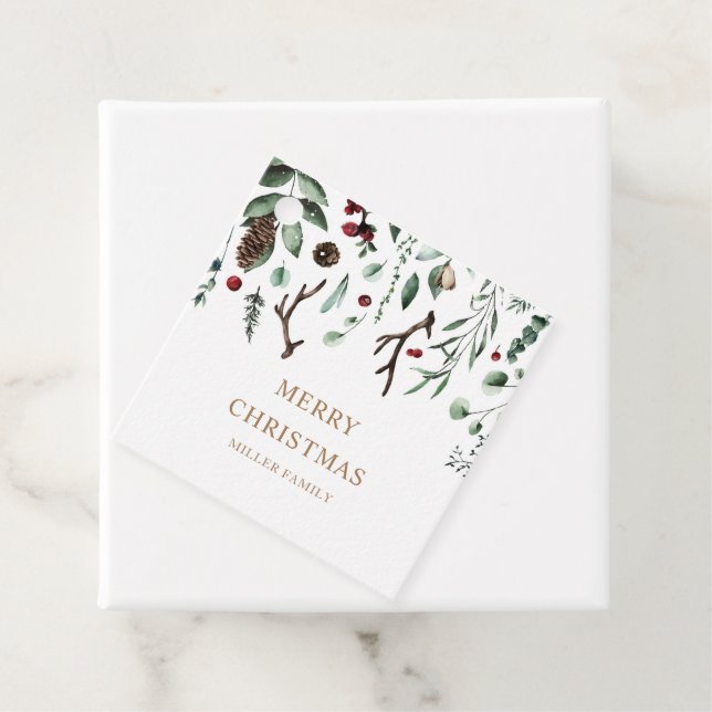 Holiday Greenery Merry Weihnachten Rudolph Nose Geschenkanhänger (Beispiel)