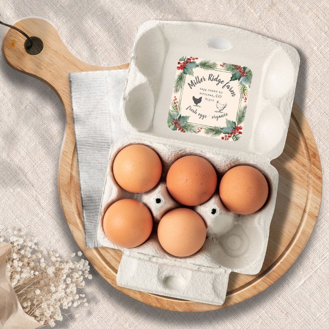 Holiday Greenery Vintag Egg Carton Quadratischer Aufkleber (Von Creator hochgeladen)