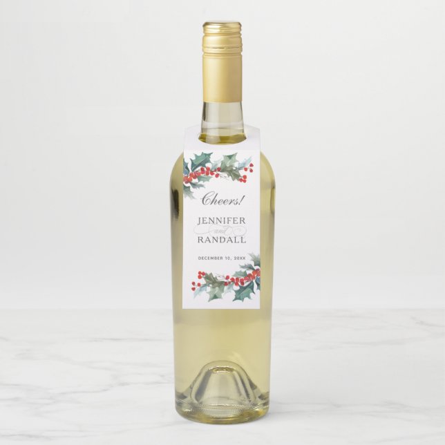 Holiday Greenery Watercolor Botanisch Flaschenanhänger (Auf Flasche)