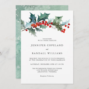 Holiday Greenery Watercolor Wedding Einladung
