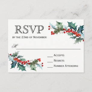 Holiday Greenery Watercolor Wedding RSVP