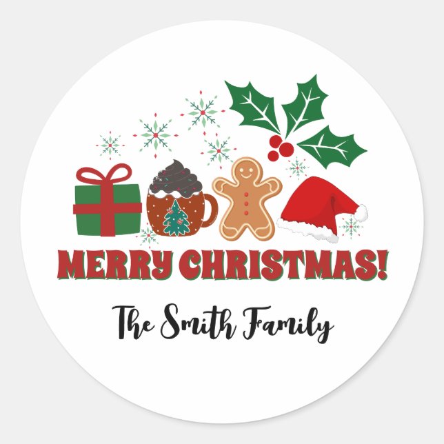 Holiday Greetings - Bearbeitbare Aufkleber (Vorderseite)