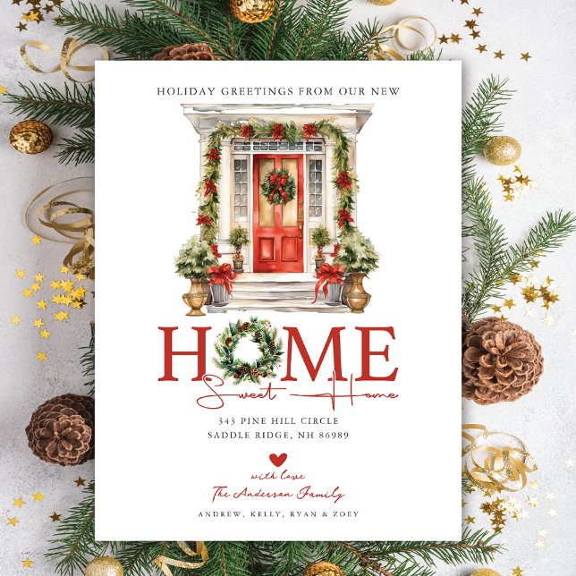 Holiday Greetings New Home Moving Ankündigungspostkarte (Von Creator hochgeladen)