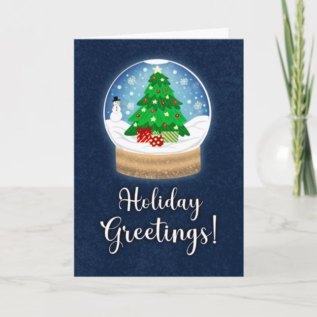 Holiday Greetings Snowglobe Christmas Karte (Vorderseite)