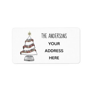 Holiday Greetings Tree Address Return Adressaufkleber