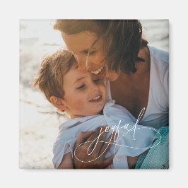 Holiday Handwriting Joyful Minimalistisches Foto Magnet