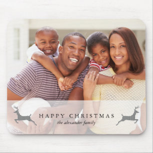 Holiday Happy Christmas Rustic Deer Foto Mousepad
