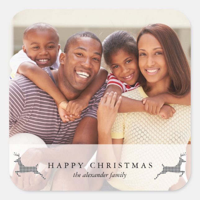 Holiday Happy Christmas Rustic Deer Foto Sticker (Vorderseite)