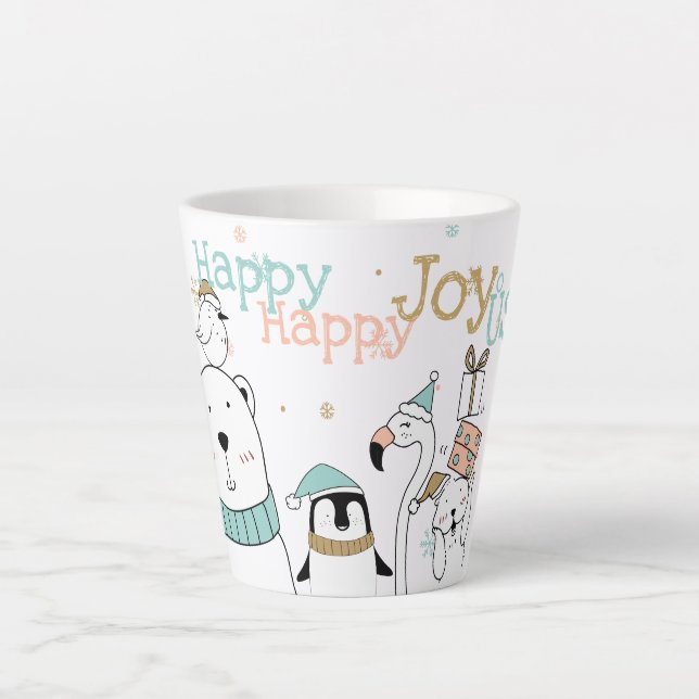 Holiday Happy Joy-oUS Funny Cartoon Tiere Milchtasse (Vorderseite)
