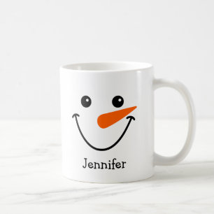 Holiday Happy Snowman Face Personalisiert Name Kaffeetasse