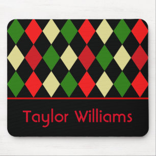 Holiday Harlequin Geometrisches Muster Personalisi Mousepad