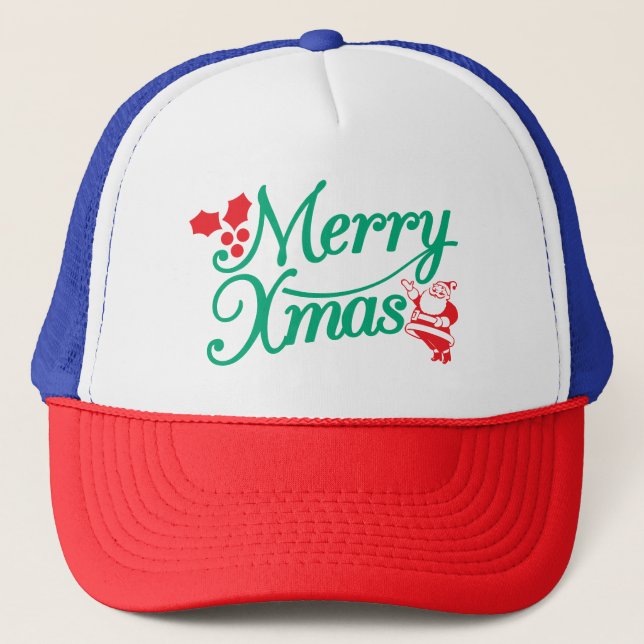 Holiday Hat – Merry & Bright Seasonal Style Truckerkappe (Vorderseite)