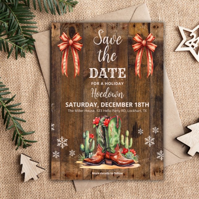 Holiday Hoedown Save the Date, Weihnachten Western Einladung (Von Creator hochgeladen)