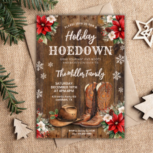 Holiday Hoedown, Western Weihnachts-Party, Cowboy Einladung