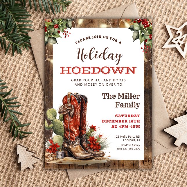 Holiday Hoedown Western Weihnachts-Party Cowboy Einladung (Von Creator hochgeladen)