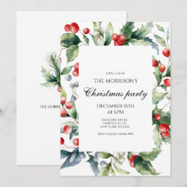 Holiday Holly Christmas Party Einladung
