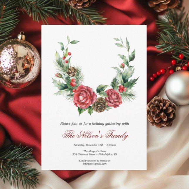 Holiday Holly Christmas Party Feiertagskarte (Von Creator hochgeladen)