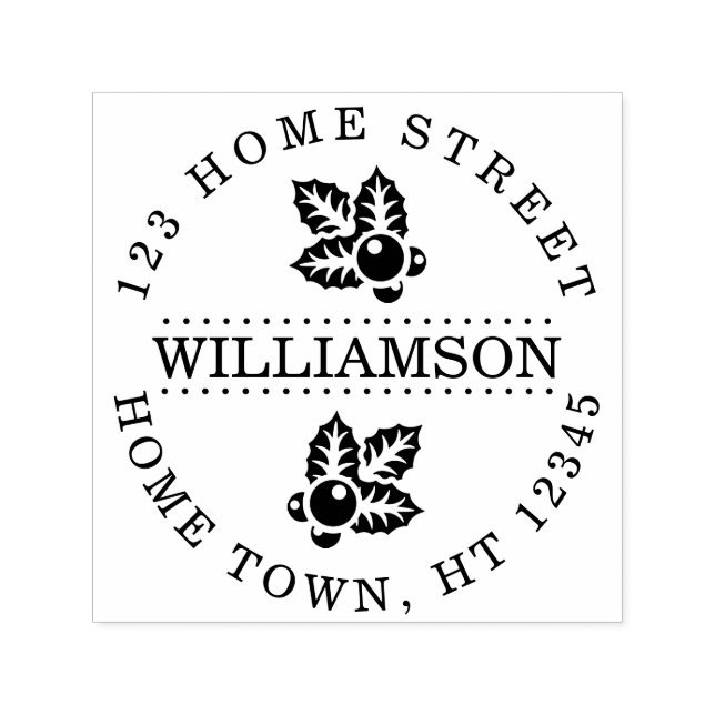 Holiday Holly Circular Familienname Rücksendeadres Permastempel (Design)